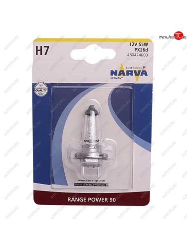 Лампа 12V H7 55W PX26d +90% блистер (1шт.) Range Power NARVA NARVA 480474000