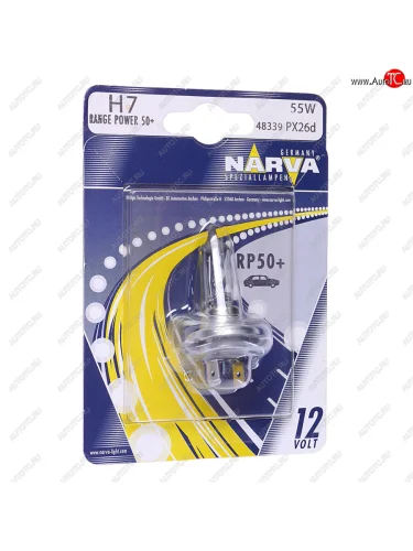 Лампа 12V H7 55W PX26d +50% блистер (1шт.) Range Power 50+ NARVA NARVA 483394000