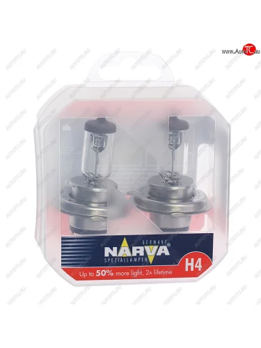 Лампа 12V H4 6055W P43t-38 +50% бокс (2шт.) Range Power 50+ NARVA NARVA 488612100