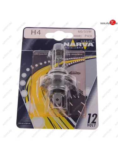 Лампа 12V H4 6055W P43t-38 блистер (1шт.) Standard NARVA NARVA 488814000