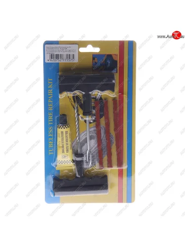 Набор для ремонта бескамерных шин (шило, игла, 3 жгута самовулканизирующихся,клей) ТОП АВТО ТОП АВТО 5486