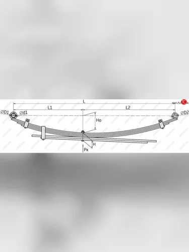 Рессора HYUNDAI Porter 1,H-100 задняя (6 листов) без сайлентблоков L=1230мм ЧМЗ SPRINGER ЧМЗ 600806hd-2912012-01-10