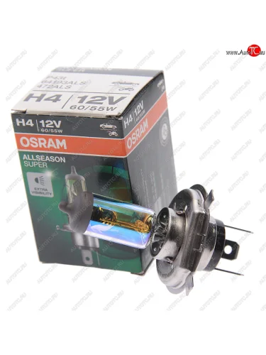 Лампа 12V H4 6055W P43t +30% желтая All Season OSRAM OSRAM 64193als