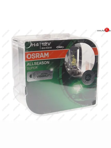 Лампа 12V H4 6055W P43t-38 +30% 3000K желтая бокс (2шт.) All Season Super OSRAM OSRAM 64193als-hcb