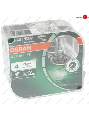 Лампа 12V H4 6055W P43t бокс (2шт.) Ultra Life OSRAM OSRAM 64193ult-hcb