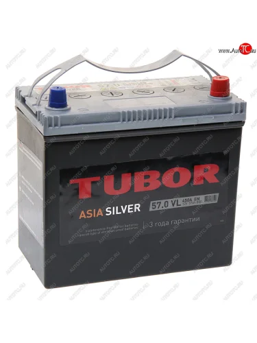 Аккумулятор TUBOR Asia Silver 57Ач обратная полярность TUBOR 6ст57(0) b24l