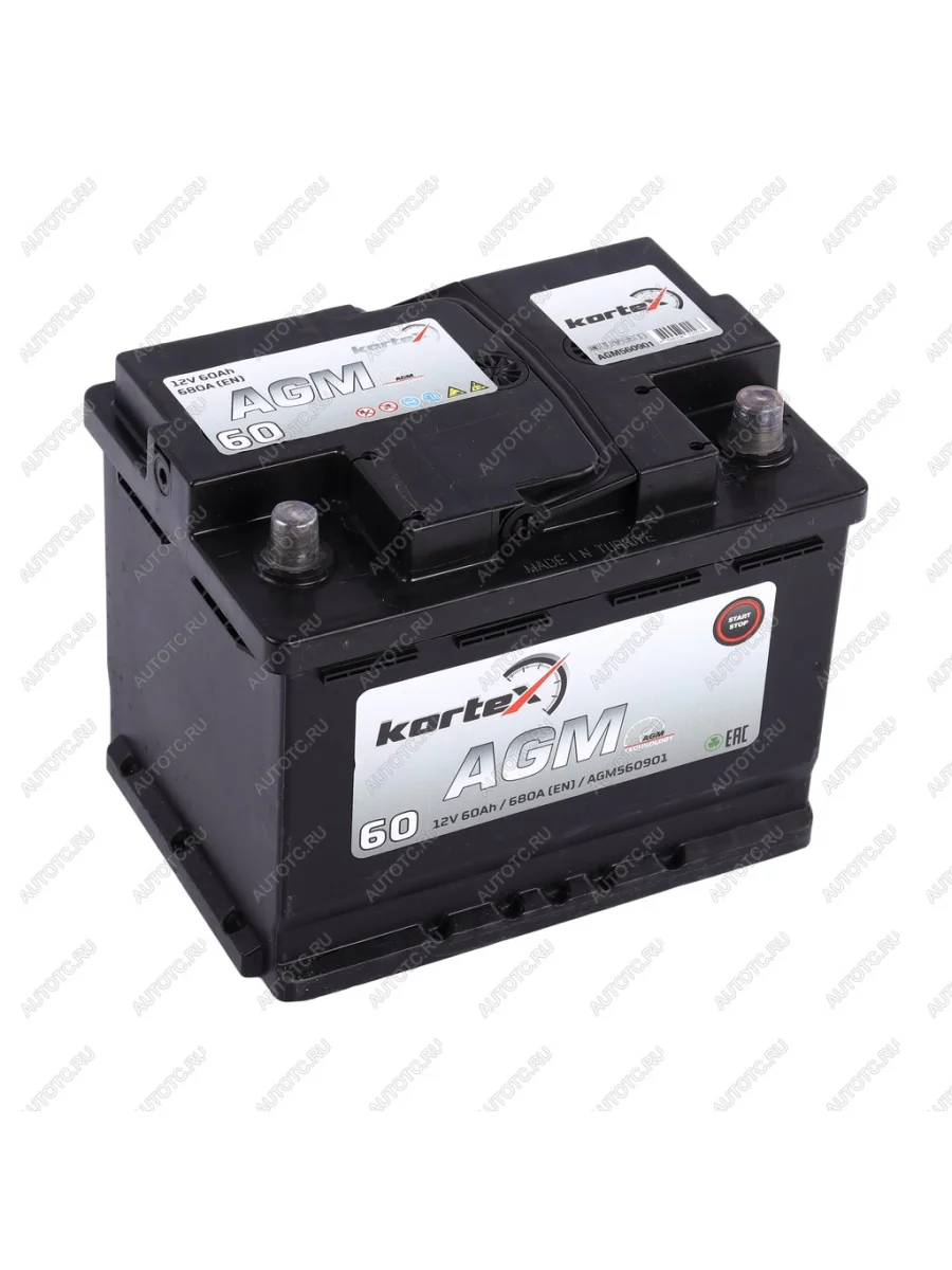 Аккумулятор KORTEX AGM 60Ач обратная полярность KORTEX 6ст60(0) agm560901  с доставкой в г. Самара