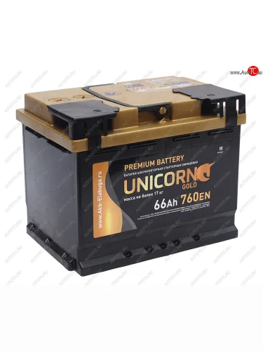 Аккумулятор UNICORN Gold 66Ач обратная полярность UNICORN 6ст66(0)