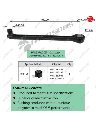 Стойка стабилизатора MERCEDES Actros переднего L=460мм (с втулкой) MANSONS MANSONS 700.837