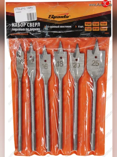 Набор сверл по дереву перьевых 10.0-25.0мм (6шт.) SPARTA SPARTA 704055