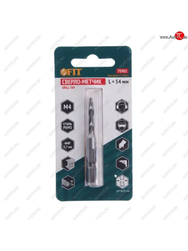 Метчик М4x0.7мм-сверло по металлу HSS 1654мм FIT FIT 70901
