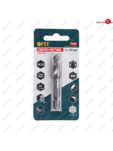 Метчик М10x1.5мм-сверло по металлу HSS 2659мм FIT FIT 70908