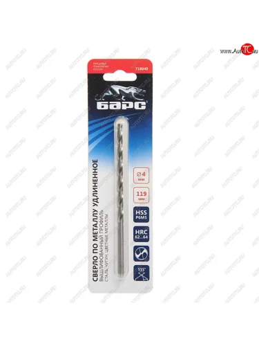 Сверло по металлу 4.0х112мм HSS удлиненное БАРС БАРС 718040