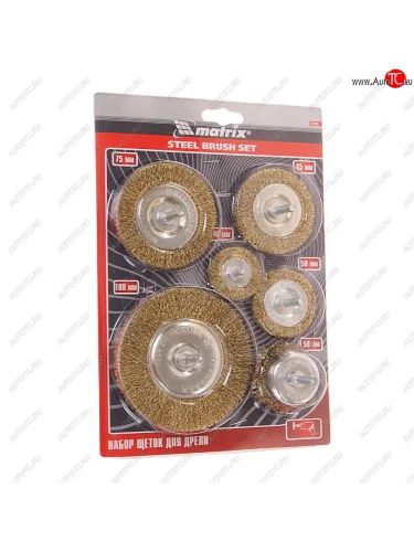 Набор кордщеток для дрели 40,50,65,75,100мм (6шт.) MATRIX MATRIX 74496