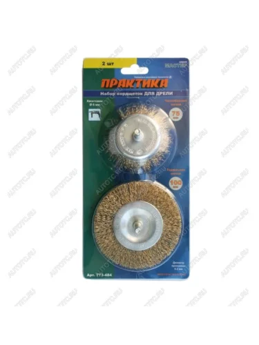 Набор кордщеток для дрели 75,100мм (2шт.) ПРАКТИКА ПРАКТИКА 773-484