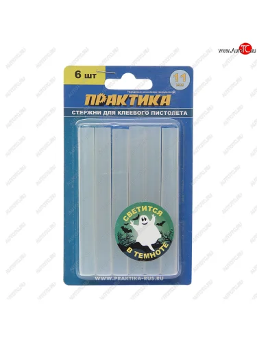 Стержень клеевой 11х100мм 6шт. белый (светящийся) ПРАКТИКА ПРАКТИКА 790-243