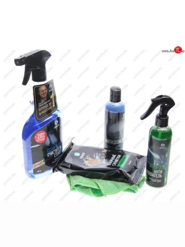 Набор для авто (очиститель стекол, антизапотеватель, антидождь, влажные салфетки, микрофибра) GRASS GRASS 800626