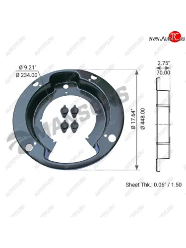 Щиток VOLVO барабана тормозного пылезащитный (на сторону, 410x200мм) MANSONS MANSONS 900.088