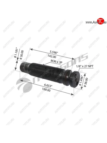 Палец VOLVO F16,FH12,FH16,FL10,FL12 рессоры (L=168) (M36х3) MANSONS MANSONS 900.405