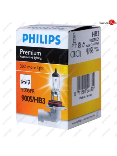 Лампа 12V HB3 60W P20d +30% Premium PHILIPS PHILIPS 9005prc1