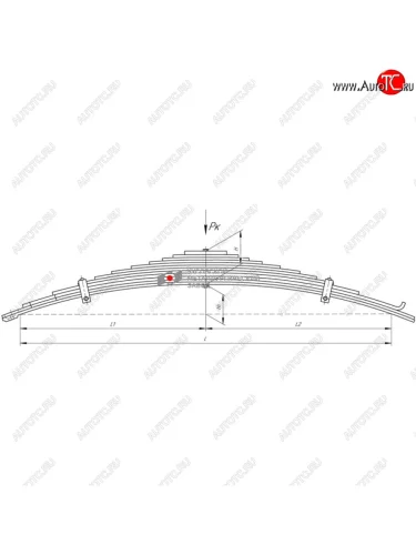 Рессора УРАЛ-55571 передняя (12 листов) L=1612мм без накладки ЧМЗ ЧМЗ 901011ul-2902014-01