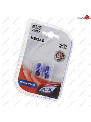 Лампа 12V W5W T10W W2.1x9.5d блистер (2шт.) AVS AVS a07432s