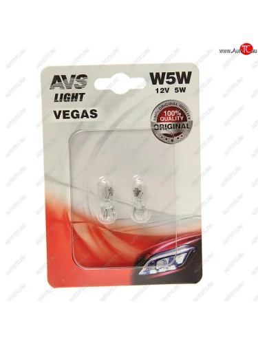 Лампа 12V W5W T10W W2.1x9.5d блистер (2шт.) AVS AVS a78478s
