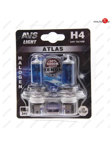 Лампа 24V H4 7570W P43t блистер (2шт.) AVS AVS a78576s