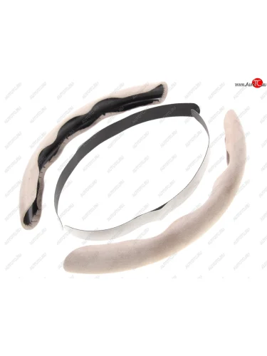 Накладки на руль боковые замша-пластик бежевые 2шт. AIRLINE AIRLINE adwo004