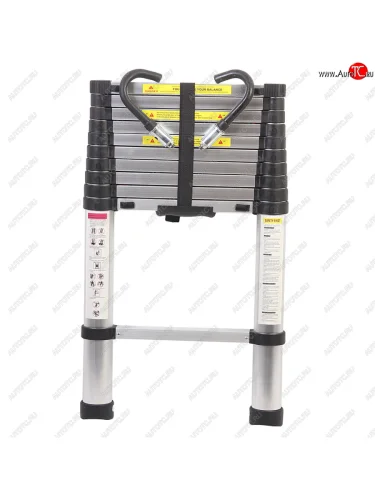 Лестница приставная H=3.2м телескопическая алюминиевая с крюками Soft Close AOMANTE AOMANTE amt-03 soft close с крюками