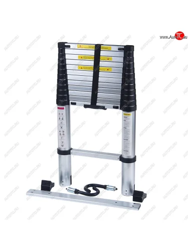 Лестница приставная H=3.8м телескопическая алюминиевая с крюками Soft Close AOMANTE AOMANTE amt-04 soft close с крюками