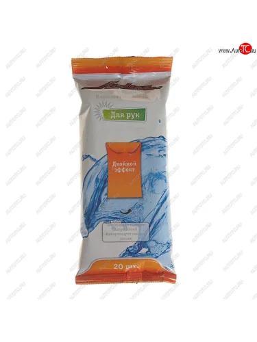 Салфетка влажная для очистки рук 18х15см в мягкой упаковке 20шт. освежающие AIRLINE AIRLINE an-h-01