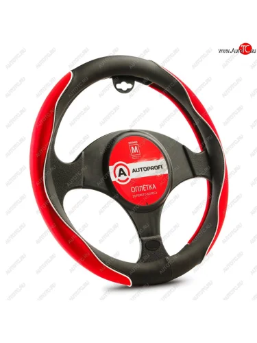 Оплетка руля (M) 37-39см черно-красная софттач-нубук AUTOPROFI AUTOPROFI ap-2021 bkrd (m)