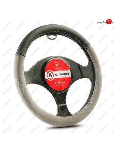 Оплетка руля (M) 37-39см черно-серая софттач-нубук AUTOPROFI AUTOPROFI ap-2022 bkgy (m)