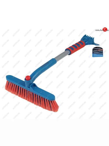 Щетка со скребком 61см сине-красная AUTOVIRAZH AUTOVIRAZH av-2104