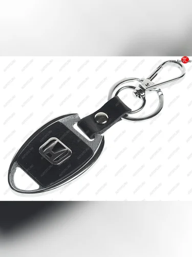 Брелок Хонда черный,металл,кожа,логотип c надписью на подвеске MASHINOKOM MASHINOKOM bak 008