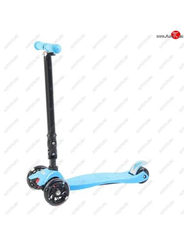 Самокат 3-х колесный (колесо 125мм) до 60кг светящиеся колеса пластикалюминий голубой NO NAME bq-mg003-1 blue
