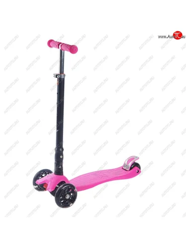 Самокат 3-х колесный (колесо 125мм) до 60кг светящиеся колеса пластикалюминий розовый NO NAME bq-mg003-1 pink