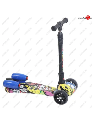 Самокат 3-х колесный (колесо 120мм) до 55кг светящиеся колеса с турбинами и звуком пластик NO NAME bq-mq-01