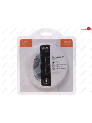 Лента светодиодная гибкая 4.8W 3м IP20 12V теплый белый (блистер) Basic GAUSS GAUSS bt002 GAUSS bt002