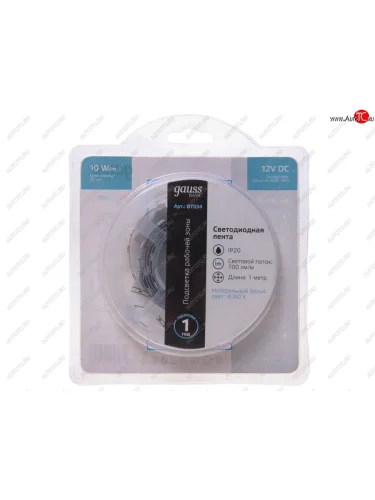Лента светодиодная гибкая 10W 1м IP20 12V холодный белый (блистер) Basic GAUSS GAUSS bt034