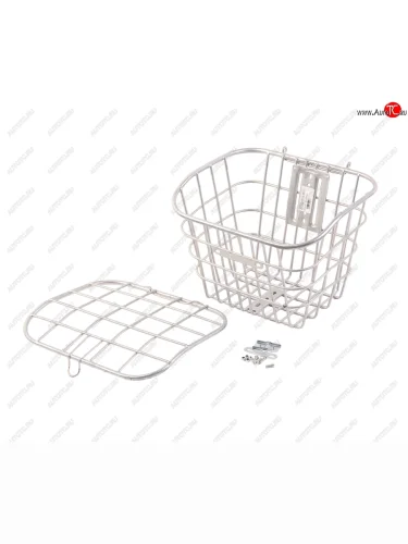 Корзина велосипедная на руль усиленная с крышкой серебристая RAPIDO RAPIDO cl-1024