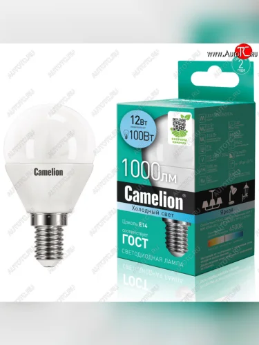 Лампа светодиодная E14 G45 12W (100W) 220V холодный CAMELION CAMELION c-led12-g45845e14