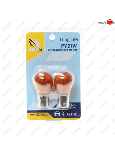 Лампа 12V PY21W BAU15s желтая блистер (2шт.) CLEARLIGHT CLEARLIGHT cl-py21w-12v 2b