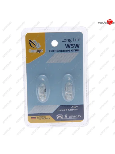 Лампа 12V W5W T10 W2.1x9.5d блистер (2шт.) CLEARLIGHT CLEARLIGHT cl-w5w-12v 2b