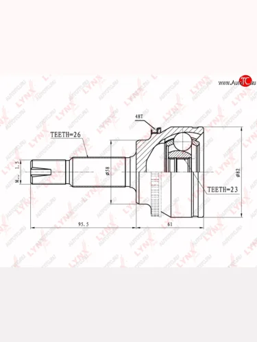 ШРУС наружный TOYOTA Corolla (02-) (1.41.6) комплект (АБС) LYNX LYNX co7562a