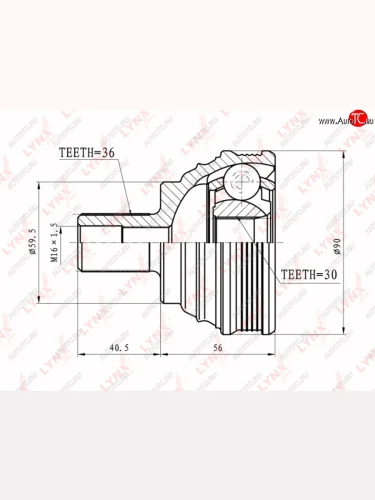 ШРУС наружный VW Golf 5,Passat B6,Caddy,Touran AUDI A3 комплект LYNX LYNX co8003