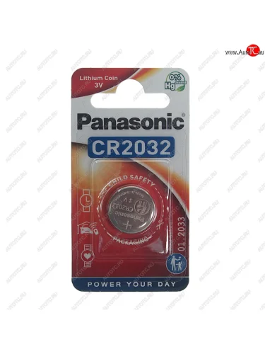 Батарейка CR2032 3V таблетка (пульт сигнализации,ключ) блистер (1шт.) Lithium Power PANASONIC PANASONIC cr-2032el1b cr2032 bl1