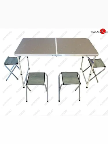 Стол складной алюминиевый  МДФ 1200х600х700мм (в комплекте 4 стула 320х300х360мм) ДРУЖБА ДРУЖБА де-404