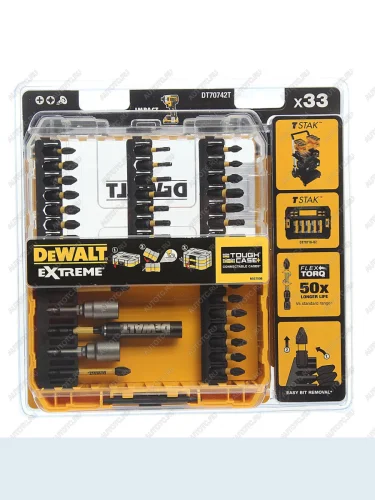 Набор бит 14 PH,PZ,T(TX) 6-ти гранных с держателем в кейсе 33 предмета DEWALT DEWALT dt70742t-qz